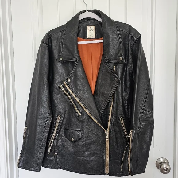 NWOT FREE PEOPLE JEALOUSY LEATHER MOTO JACKET Sz Large - Picture 8 of 16